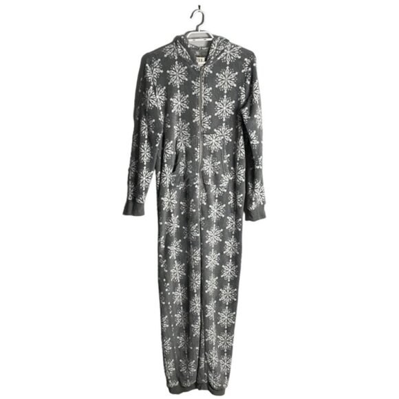 Mikk Lounge Snowflake Pattern Hooded Fleece Cozy Onesie - Picture 1 of 8